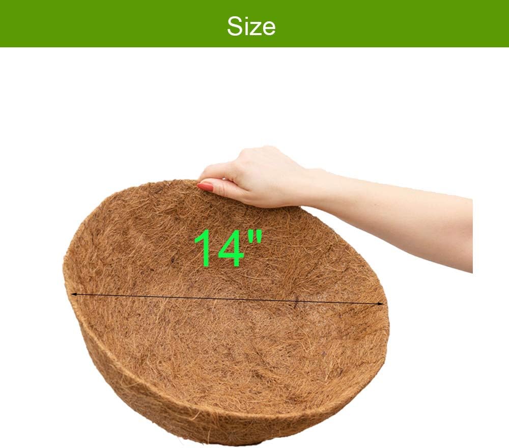 Coco Liners for Planters 14 Inch 2PCS Circle Replacement Plant Basket Liners Coco Fiber Liner for Hanging Basket