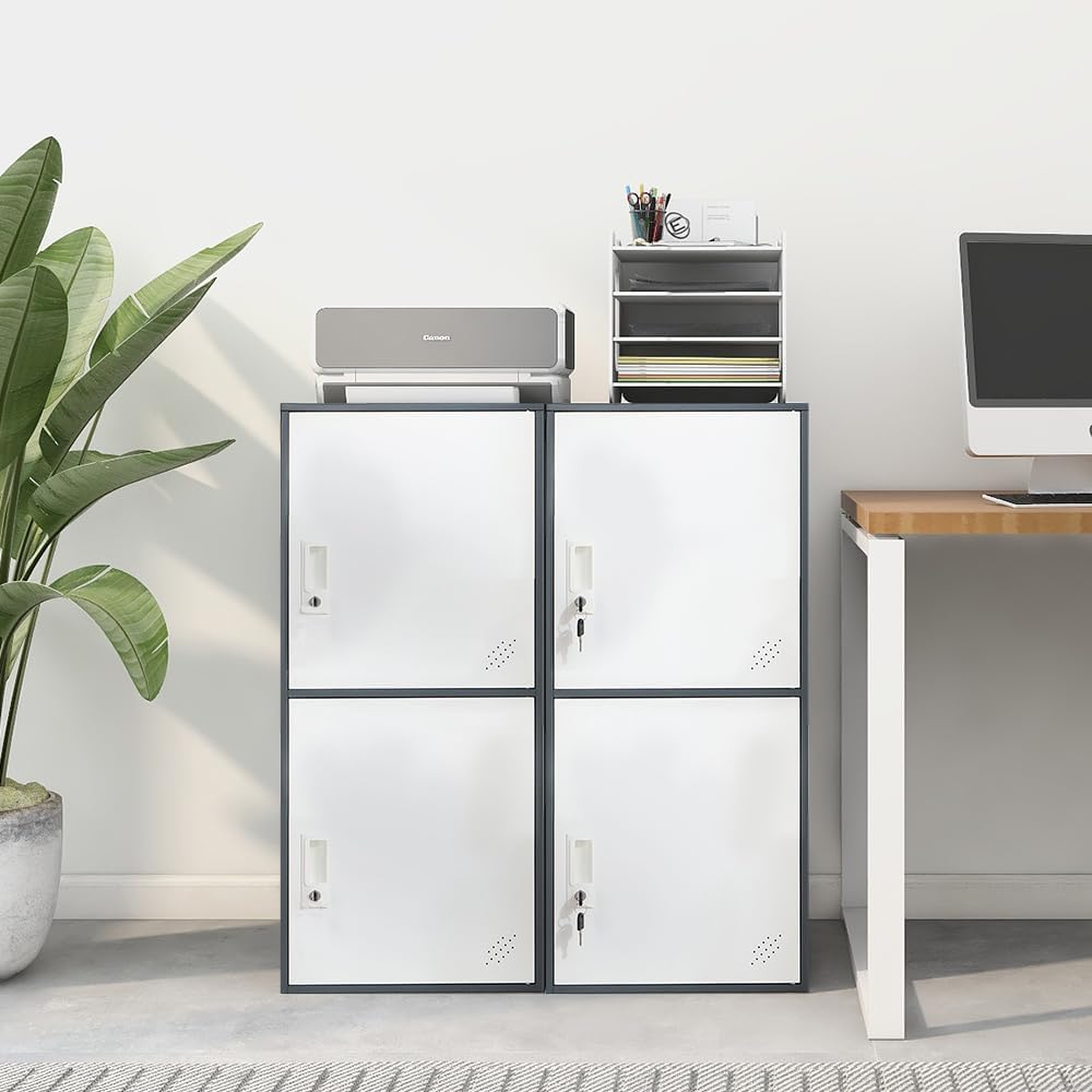 2 Door Vertical Stackable Storage Cabinet with Lock,Anti-Failing Device, Metal Lcoker,Organizer for Office, Home, Gym, School,Employee,Kids. (2D-Grey)