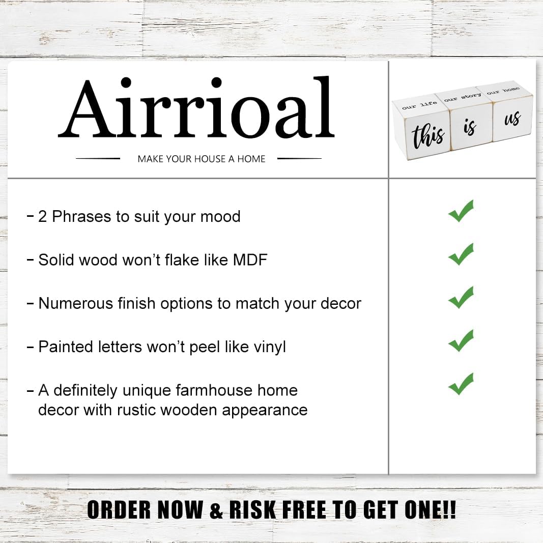 This is Us Sign & Our Life Story Home Letter Blocks - Farmhouse Table Rustic Home Decor, TV Stand Dining Room Modern Decorations for Shelf Mantle