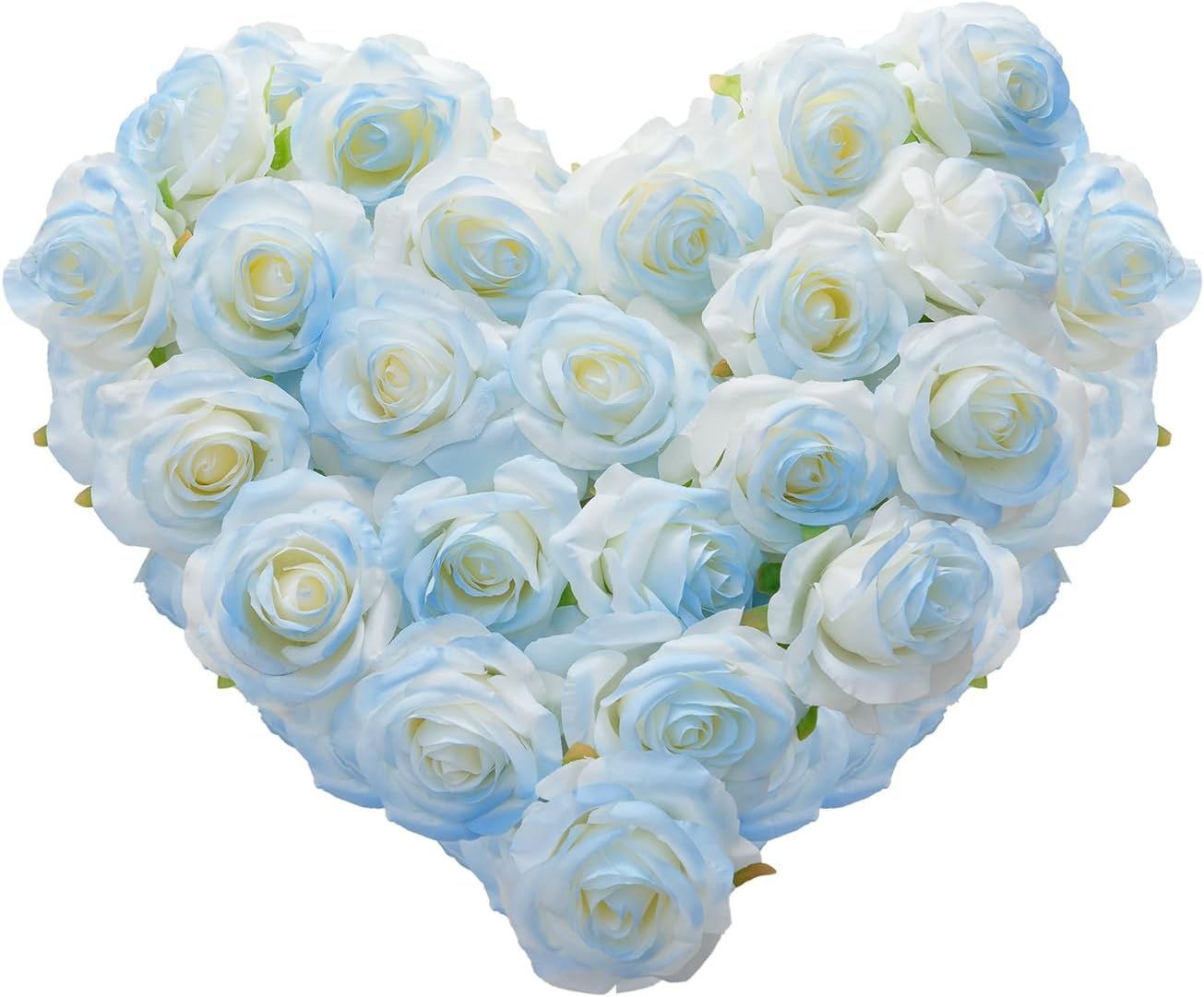 Ice Blue Artificial Roses Fake Flowers Not Bend The Peduncle with Stems for DIY Wedding Bouquets Bridal Shower Centerpieces Arrangements Tables Decorations 24pcs