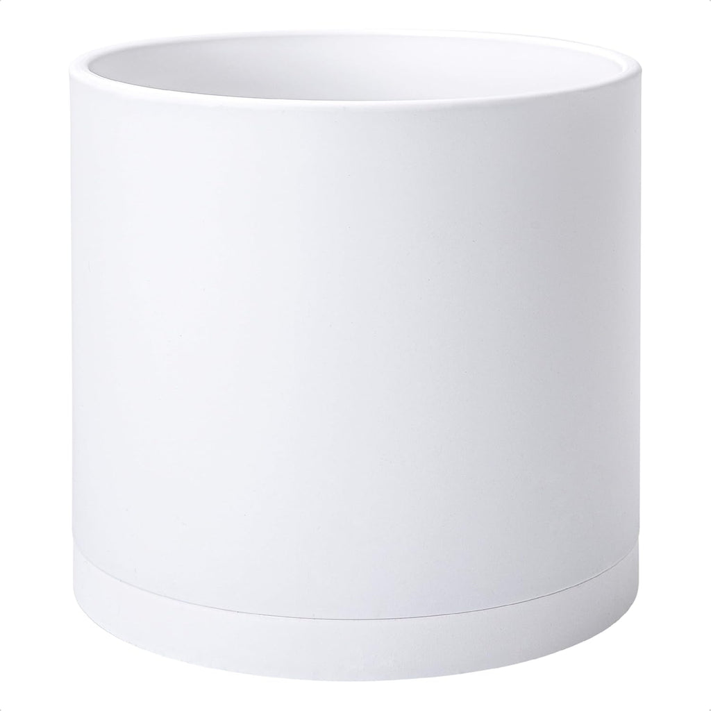 D'vine Dev 14 Inch White Plastic Planter Pots for Plant Pot with Drainage Hole and Seamless Saucers, 74-X-A-4