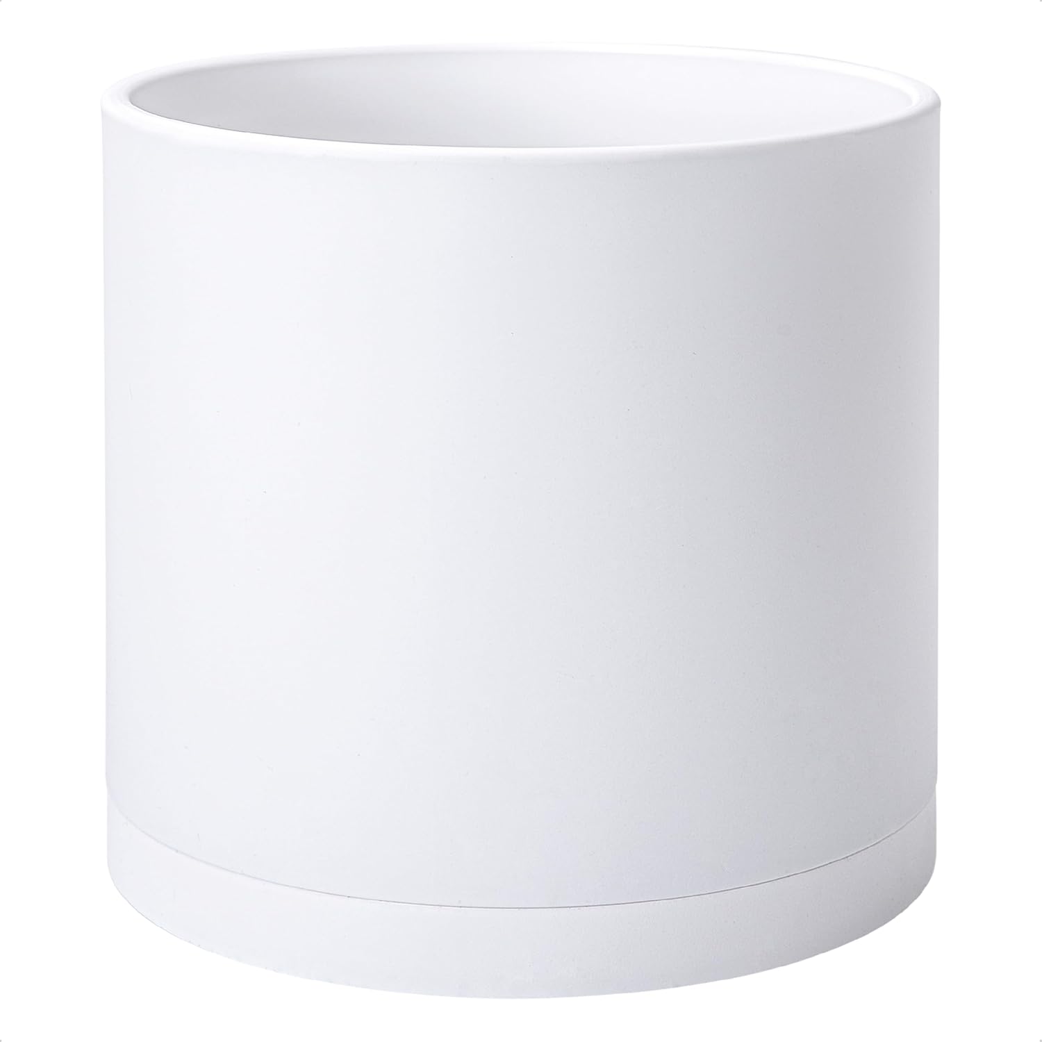 D'vine Dev 14 Inch White Plastic Planter Pots for Plant Pot with Drainage Hole and Seamless Saucers, 74-X-A-4