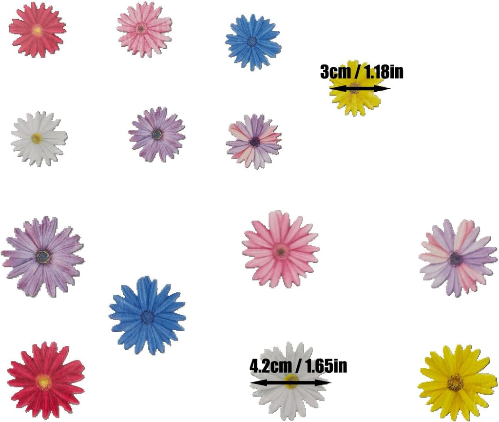 65pcs Edible Mixed Daisy for Cake Decorating Daisies Cupcake Toppers Wedding Themed Party Birthday Cake Decoration(Tasteless)