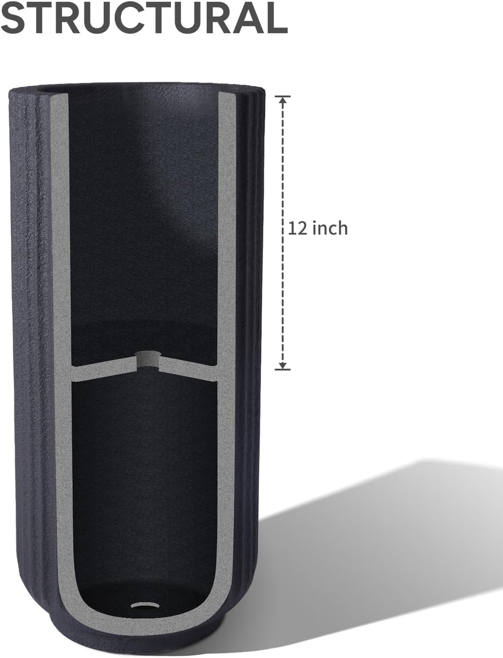 31.5 Inch Tall Roman Column Concrete Planter（14.2Dx31.5H，36 Pounds）,Durable All-Weather Use with Drainage Holes,Large Tall Round Planter for Outdoor Indoor Plants