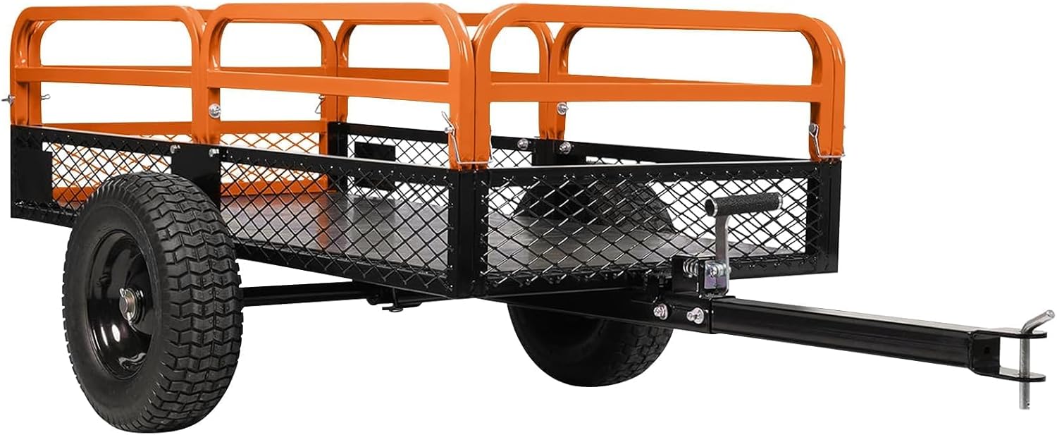Heavy Duty Steel Dump Cart,1500 Lbs Utility Garden Cart with Wheels,15 Cubic Feet Garden Utility Trailer with Removable Sides,Hand Pull or Foot Pedal Dump Cart for Atvs, Utvs Lawn Garden Tractors
