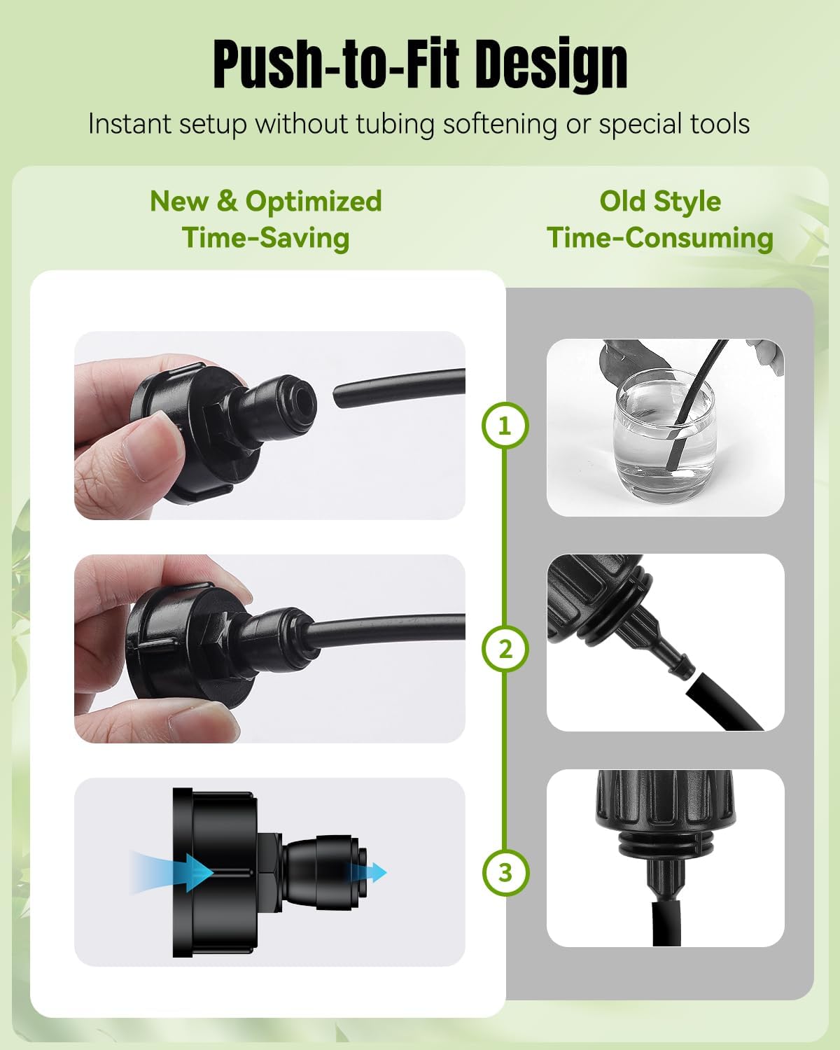 Pawfly 10 Pcs 3/4" to 1/4" Drip Irrigation Faucet Adapters, Quick Connect 3/4" FHT Faucet to 1/4" Tubing Connectors, Push-to-Fit Garden Hose Adapters, Anti-Leak Drip Irrigation Hose Connectors