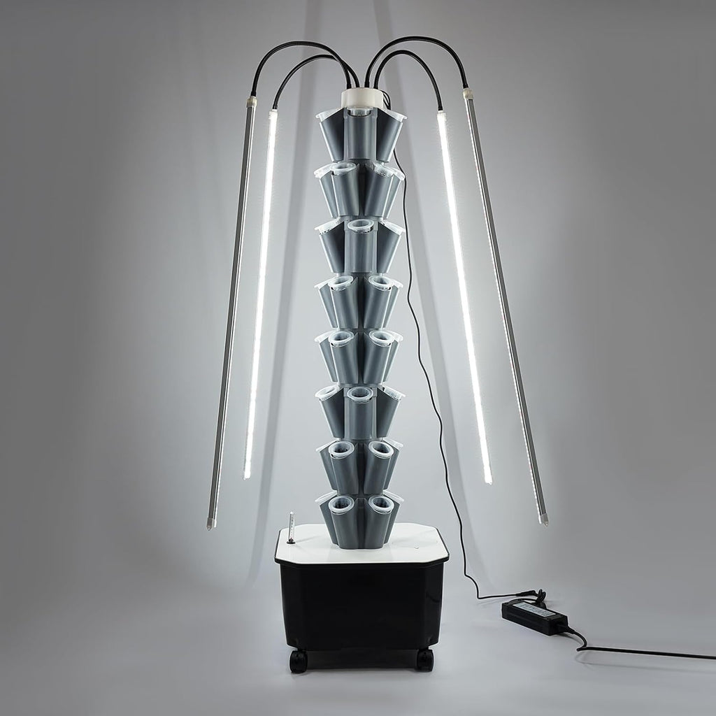 Hydroponic Tower, Vertical Planter Tower, 40 Planting Holes Water Planting Growing System Kit, Hydroponics Growing System Container with LED Grow Light for Herbs, Fruits and Vegetables