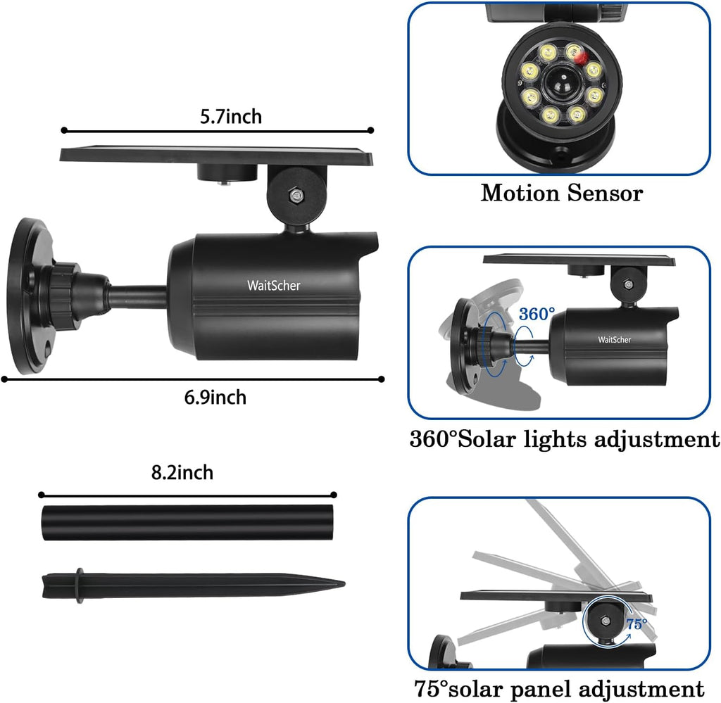 Solar Motion Lights Outdoor IP67 Waterproof Security Flood Lights 1800LM 3600mAh for Garage, Driveway, Path, Patio, Front Door, Landscape 4 Pack