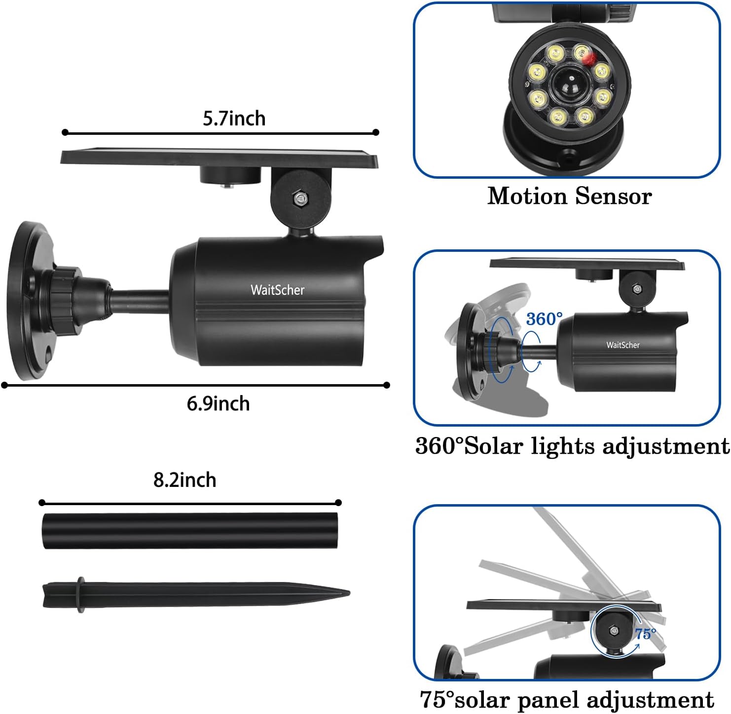 Solar Lights Outdoor Motion Sensor IP67 Waterproof 360° Rotatable Solar Powered Flood Lights for Barns Garden Driveway Path Landscape Yard(1pack)