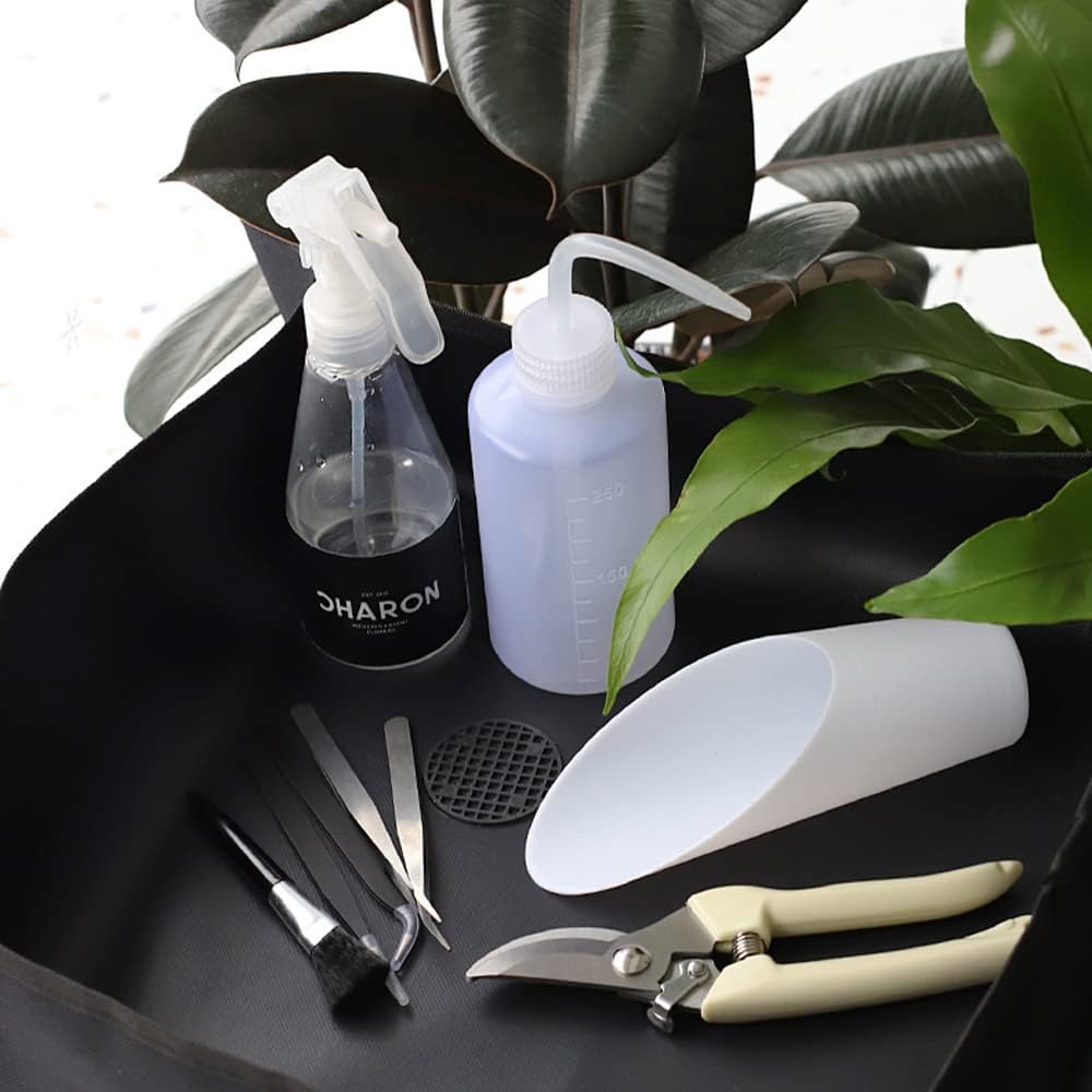 BIUWING 2PCS Indoor Plant Transplanting Repotting Mat Foldable Garden Work Cloth Waterproof Thicken Gardening Mat, Black (26.8" x 26.8")