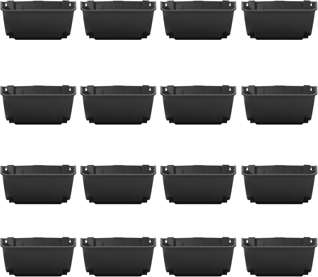 16 Pack Self Watering Wall Mounted Planter, Indoor and Outdoor Vertical Planter Wall Mounted Planter for Patio Outdoor Decor with Drainage Holes, Vertical Garden Planters for Indoor Plants- Black