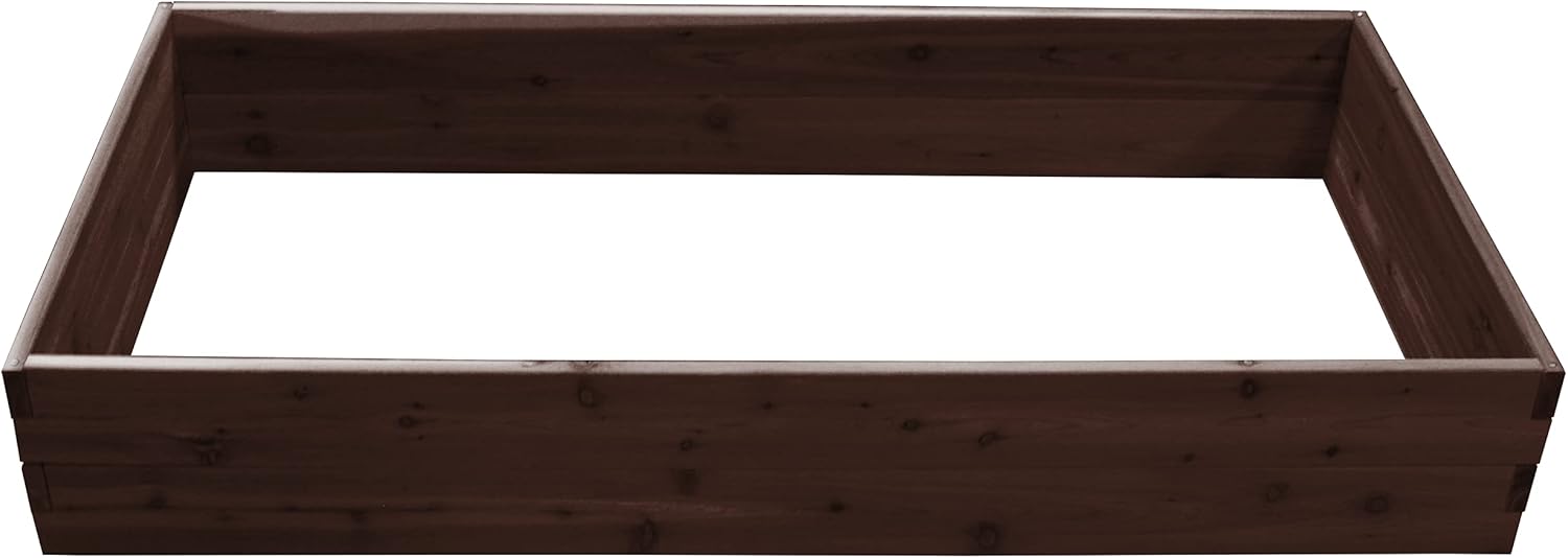 Red Cedar Wood Raised Vegetable Garden Bed - Amish Made in USA (11" Double Raised Bed, Walnut Stain)