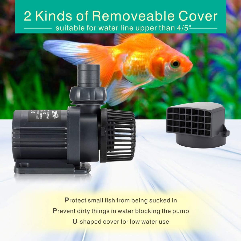 Hygger 2650GPH Quiet Submersible and External 24V Water Pump, with Controller (30%-100% Settings), Powerful Return Pump for Fish Tanks, Aquariums, Ponds, Fountains, Sump, Hydroponics (80W, 19.7ft)