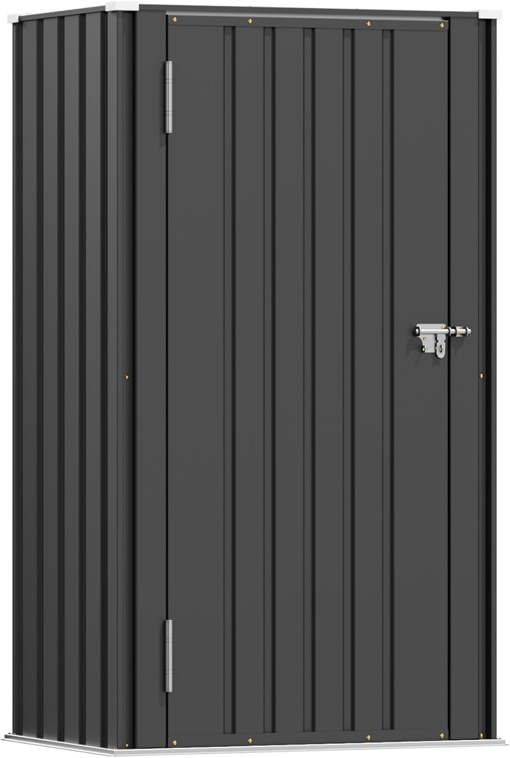 Patiowell 22 Cuft Outdoor Storage Cabinet, Metal Storage Shed with Lockable Door, Indoor Outdoor Vertical Waterproof Tool Shed Without Adjustable Shelves for Patio Garden Backyard, Black