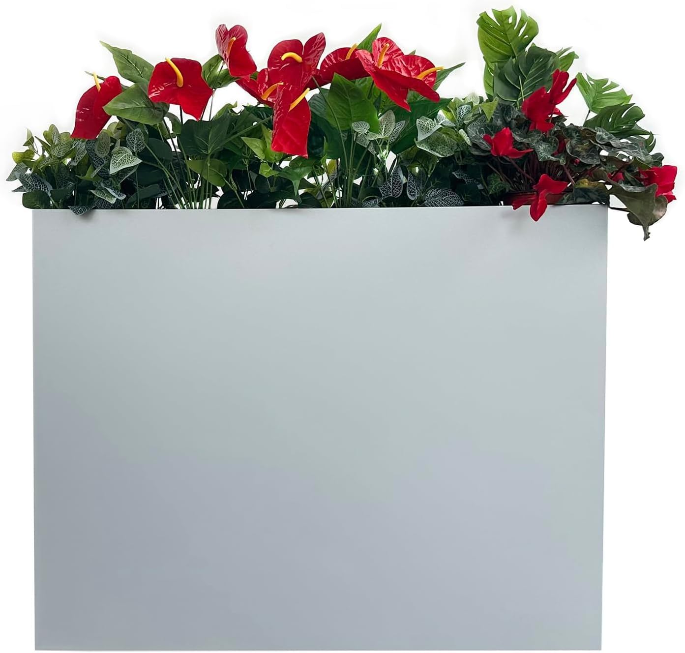 38" L x 13" W x 30" H Metal Tall Rectangular Planter - Large Planter Box for Outdoor Patio/Porch Modern Design for Plants, Flowers, Garden,Spliced Flower Pot (Silver Gray)