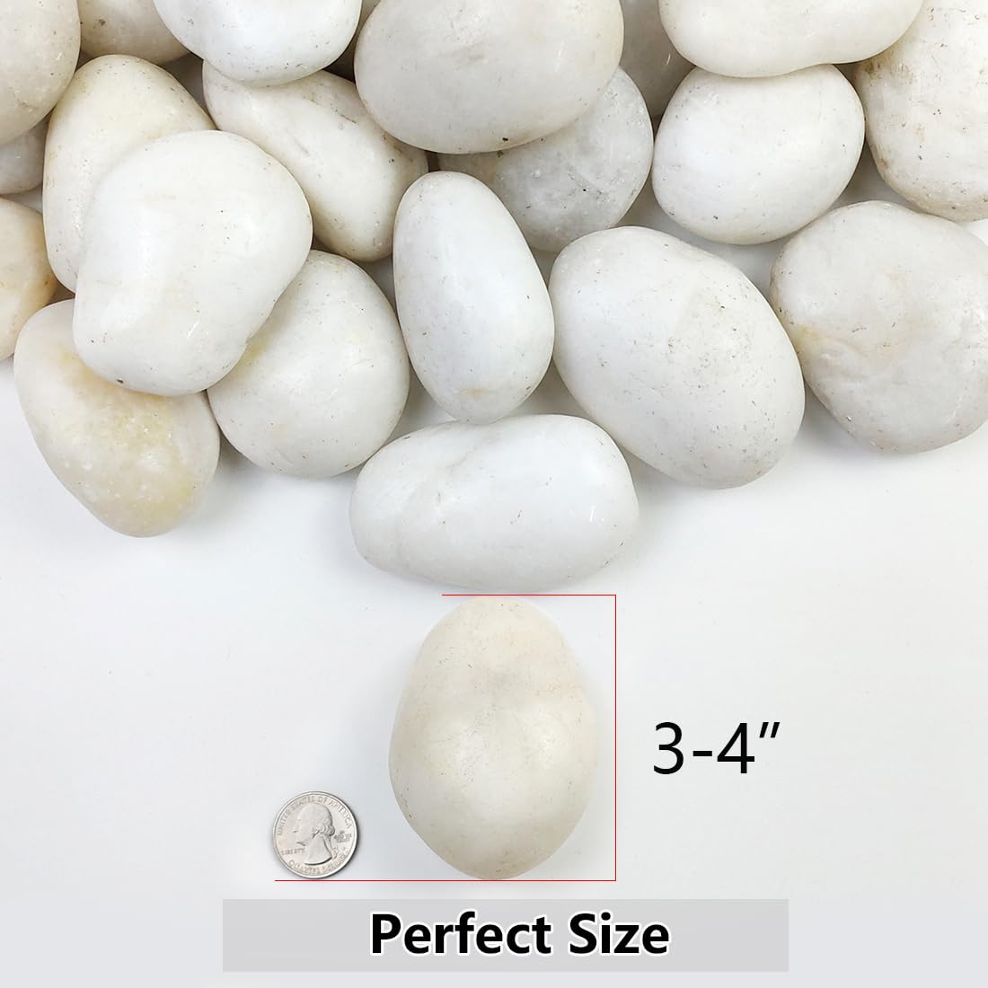 40lbs Large River Rocks for Landscaping, 3-4" White Pebbles for Garden Design, Hand-Picked Smooth Stones for Fish Tank, Flower Pots, Indoor Water Fountains, Pathways, Backyard
