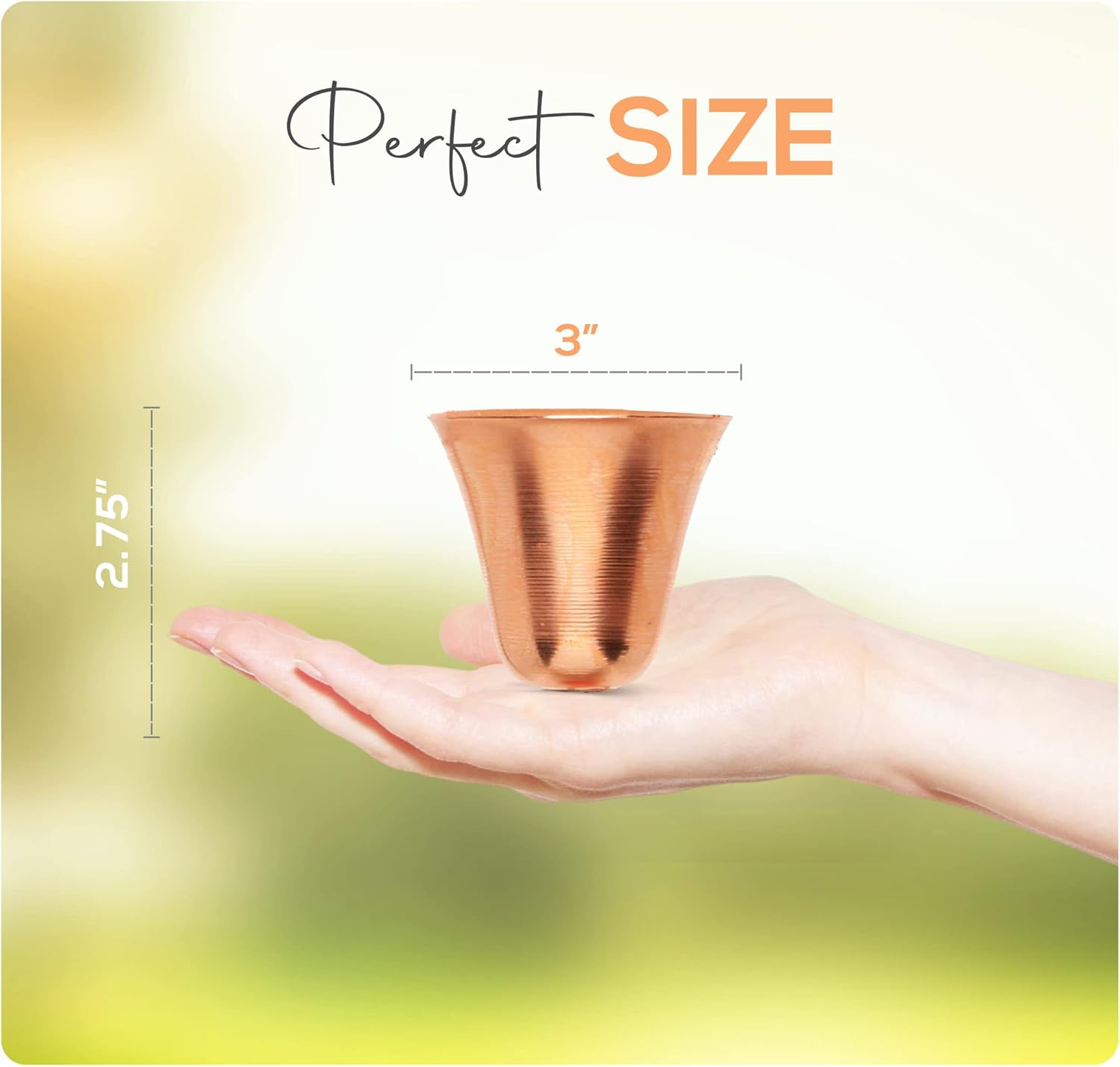 Copper Rain Chain – Decorative Chimes & Cups Replace Gutter Downspout & Divert Water Away from Home for Stunning Fountain Display – 6.5’ Long for Universal Fit – Bell Style