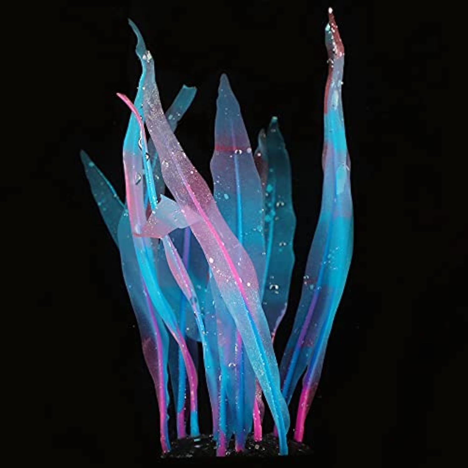 1Pcs Tall Blue Aquarium Decoration Plants Simulation Artificial Water Grass Plastic Fish Tank Decor Plant Silicone Glowing Kelp Ornament Aquarium Accessories Fake Plants,Blue,16.9in