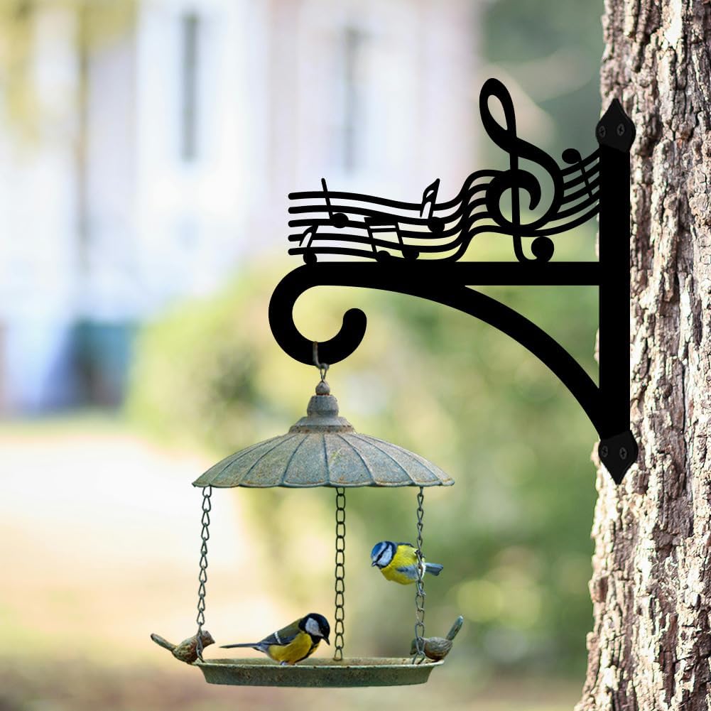peacoblue Iron Plant Hangers Hooks for Outdoor Indoor Hanging Plants Flower Fern Pots Lantern Bird Feeder,12"x13.8" Weather Resistant Metal Wall Holder for Porch Garden Farmhouse(Music Notes)