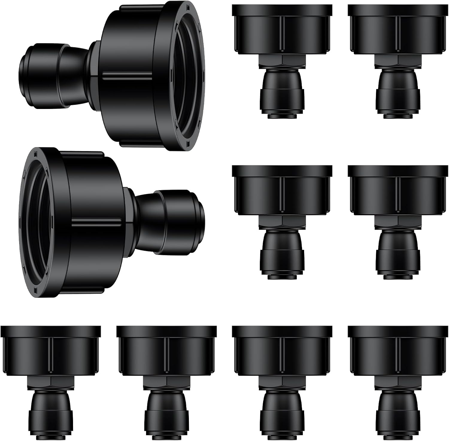 Pawfly 10 Pcs 3/4" to 1/4" Drip Irrigation Faucet Adapters, Quick Connect 3/4" FHT Faucet to 1/4" Tubing Connectors, Push-to-Fit Garden Hose Adapters, Anti-Leak Drip Irrigation Hose Connectors