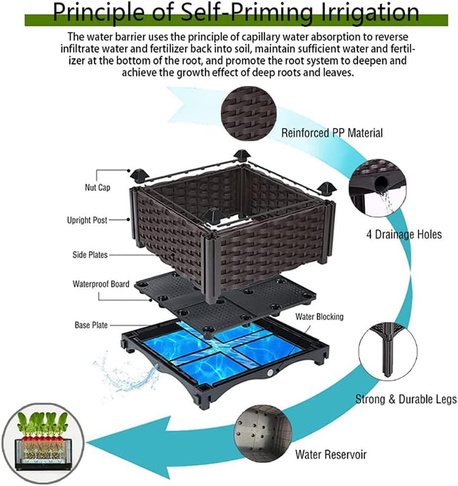 Raised Garden Bed with Legs Plastic Elevated Planters for Outdoor Plants Box Kits for Garden Patio Deck Balcony with Drainage Holes to Planting Flowers,Vegetables,Tomato and Herbs