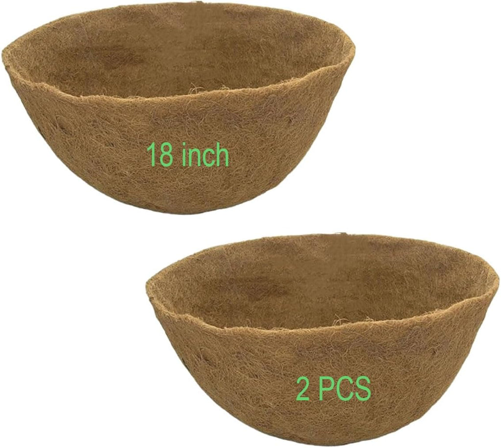 Coco Liners for Planters Round Basket Shaped Coconut Fiber Replacement Liners (2, 18 Inch)