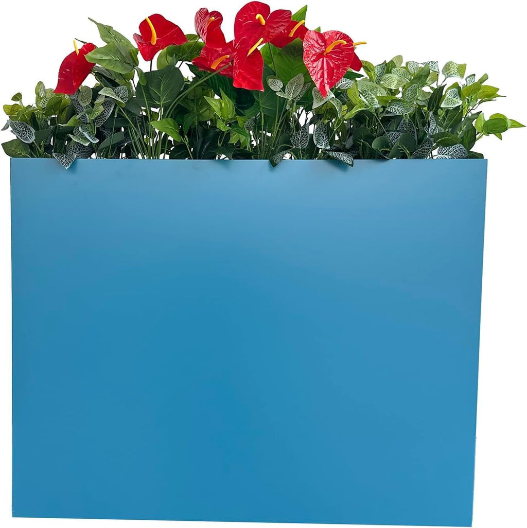 38" L x 13" W x 30" H Metal Tall Rectangular Planter - Large Planter Box for Outdoor Patio/Porch Modern Design for Plants, Flowers, Garden,Spliced Flower Pot (Navy)