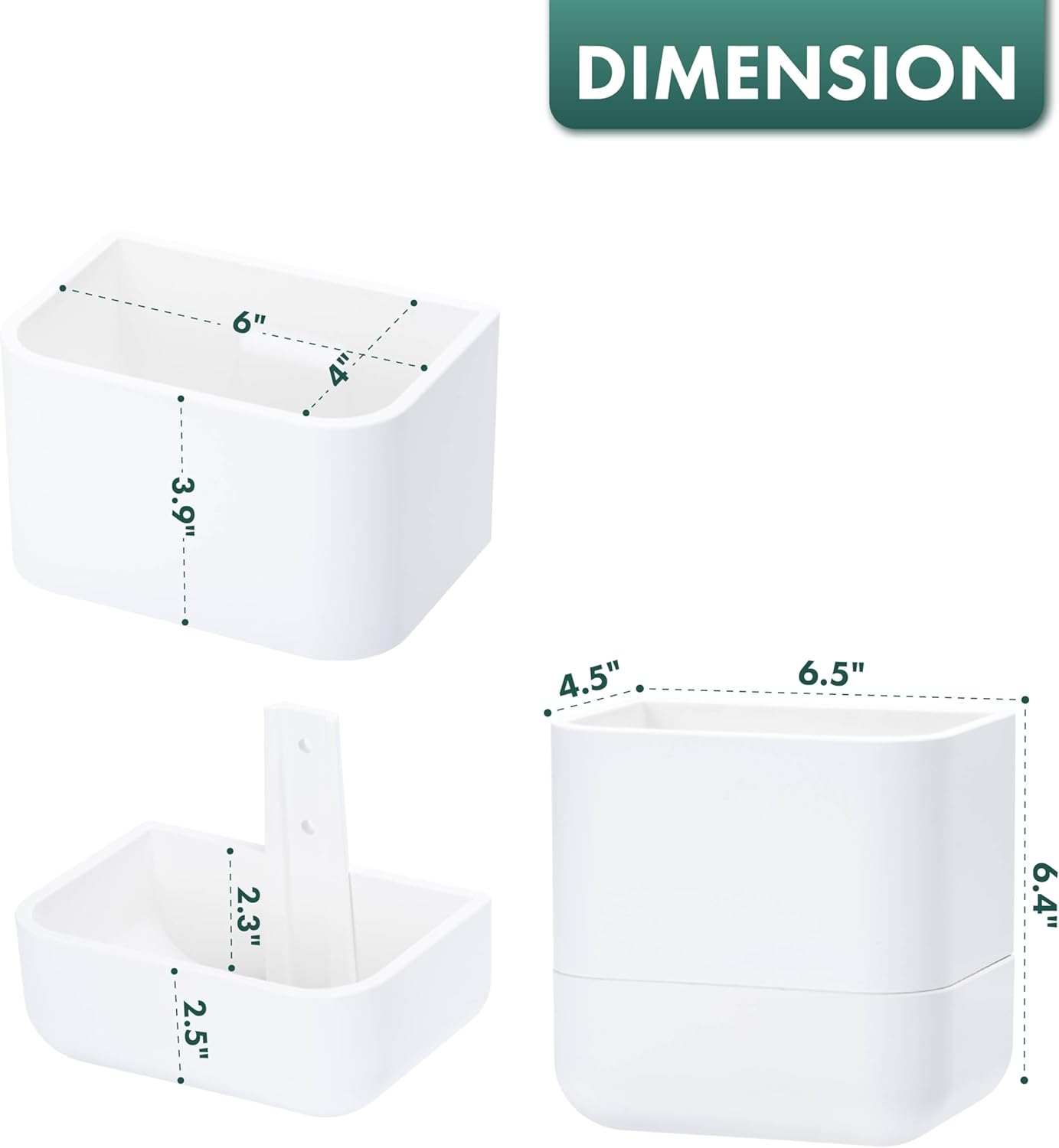 Phoenix Vine 6.5-Inch Wall Mounted Self-Watering Planter Pot for Indoor Houseplants and Herbs | Modern Hanging Planter for Window Sills, Bathroom Walls, Home & Office Décor, White, Set of 3, 01-WP-W-3