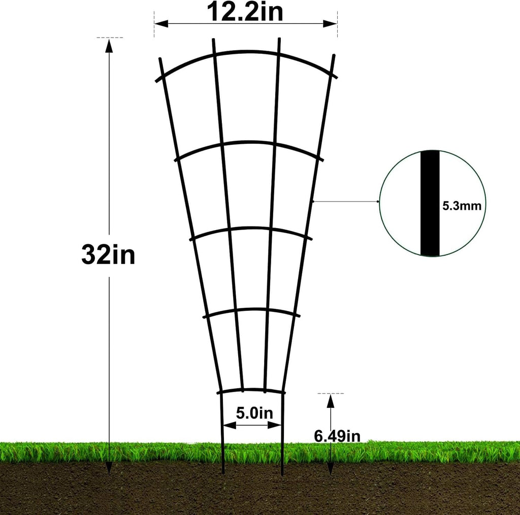 4 Pack 32'' Trellis for Potted Plants, Metal Garden Trellis for Climbing Plants Outdoor, Indoor Plant Trellis Black Coated Flower Pot Trellis for Climbing Plants Houseplants Vine Ivy