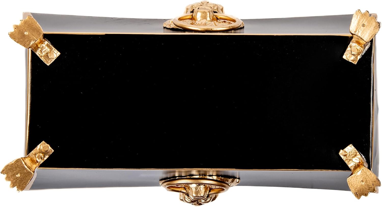 Jaye's Studio Paws and Claws Regency Fluted Rectangular Cachepot, Black Metal Planter with Gold Trim, Flower Centerpiece Planter, Boho Indoor Plant Pot, Black Home Decor, 12 Inch