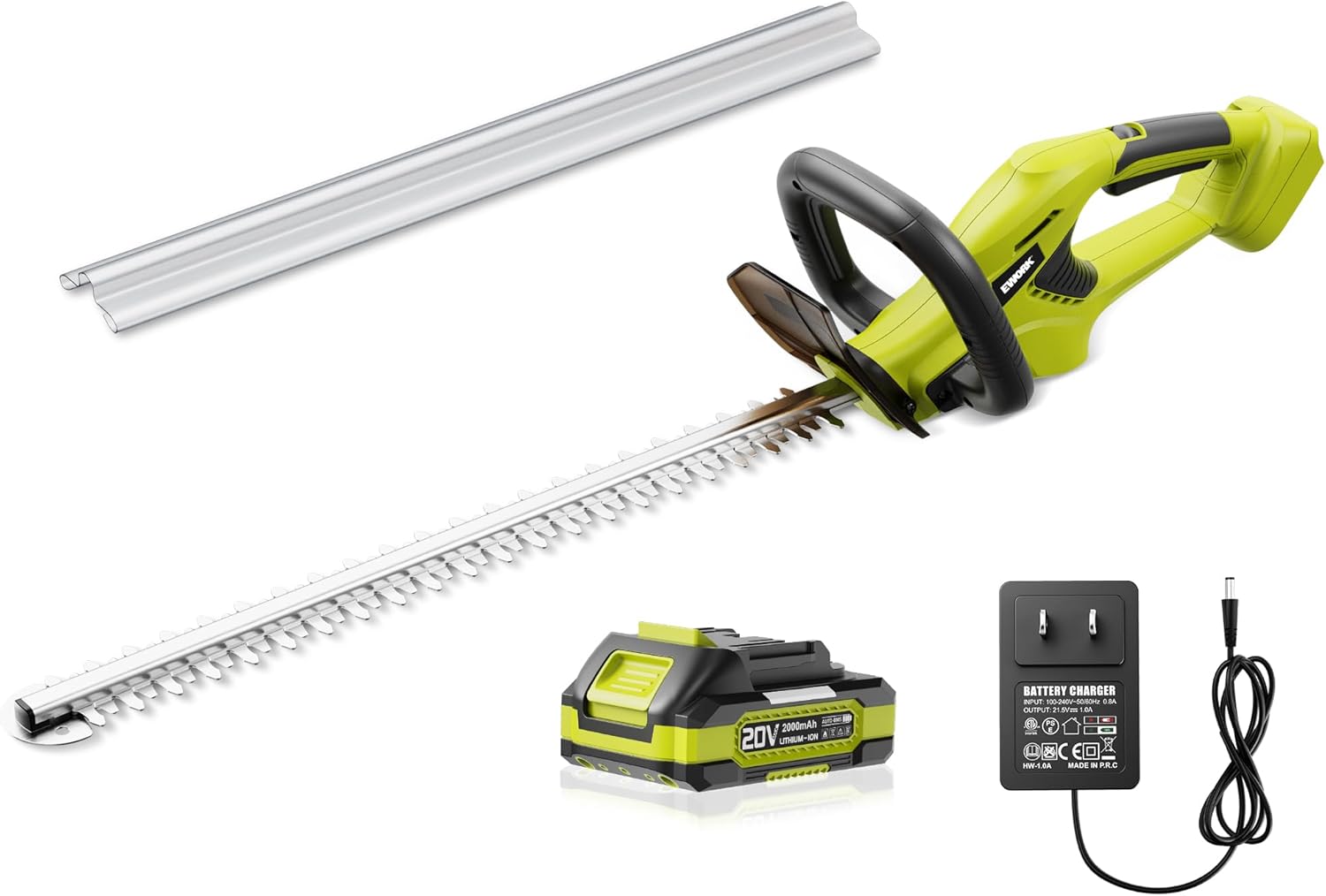 EWORK Hedge Trimmer Cordless 22-Inch Electric Bush Trimmer, 5/8" Cutting Capacity, 20V Battery Powered Lightweight Handheld Shrub Trimmers with Battery and Charger for Garden, Yard