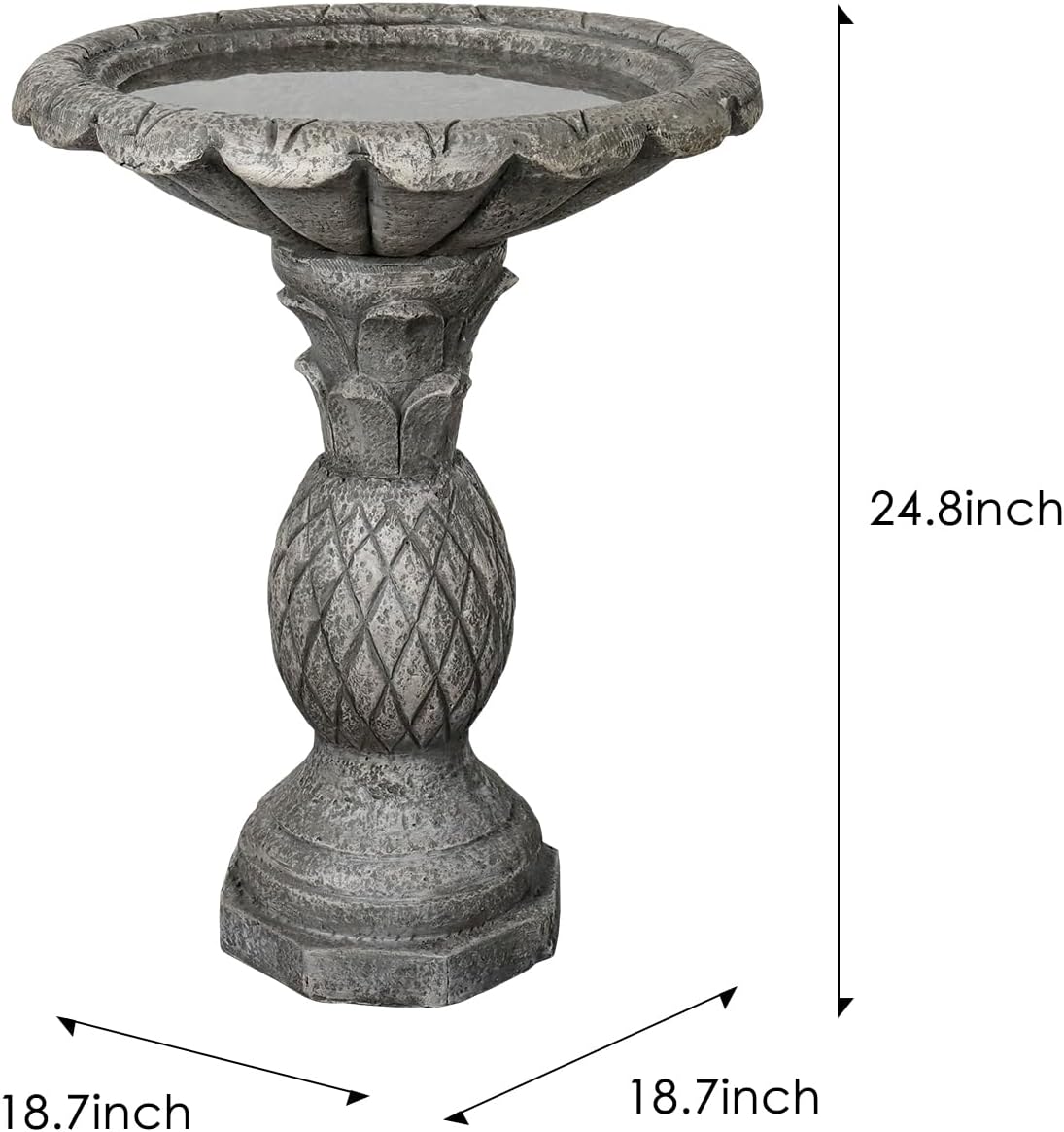 SKYFIRE 24.8" H Cement Modern Outdoor Bird Bath - Fibre Reinforced Concrete Bird Baths for Garden, Large Size Elegant Carved Garden Birdbaths with Pedestal for Patio, Backyard, Lawn Decor