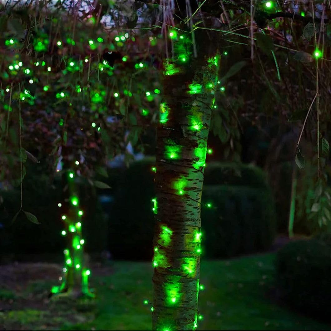 Upgrade Solar String Lights for Outside 2 Pack Total 180FT 500LED String Lights Outdoor with 8 Modes, IP65 Waterproof Outdoor Solar Twinkle Lights, Garden Tree Party Christmas Decorations, Green
