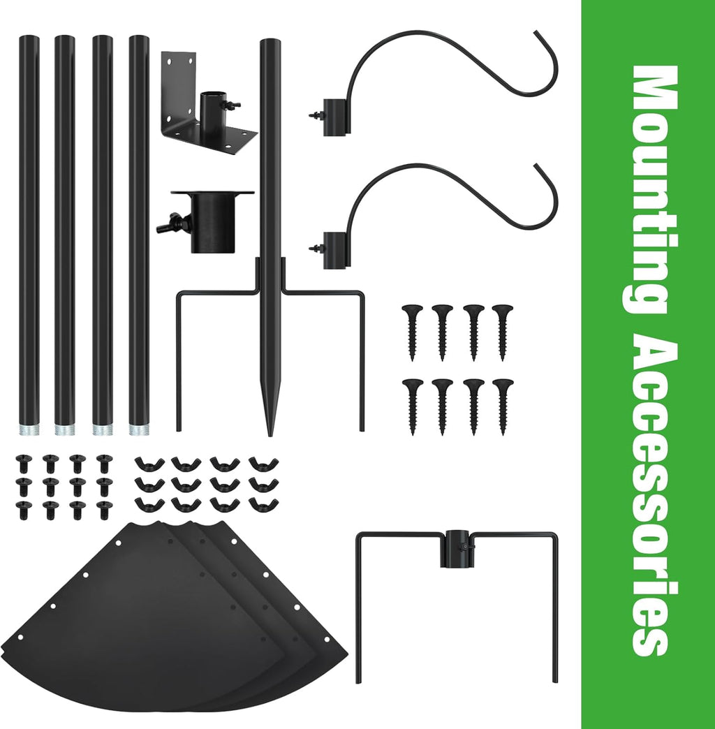 ERYTLLY Bird House Pole 80 Inch Bird Feeder Pole with Squirrel Baffle and 2 Hooks - Heavy Duty Bluebird Feeder Support Rod Stand Set for Outside, Yard, Garden