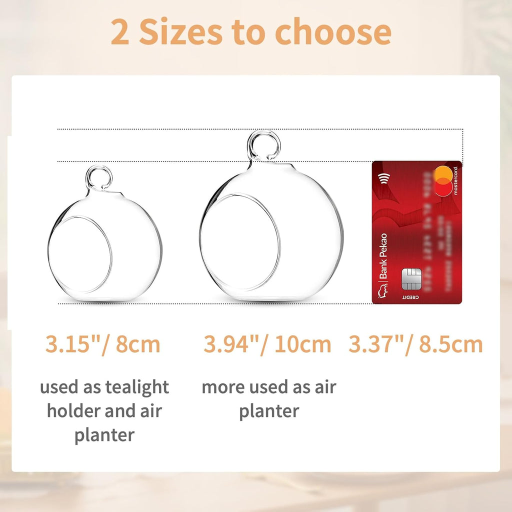 4 Pcs Hanging Glass Terrarium Plants, 4" Diam Globe Planter Terrariums for Succulent