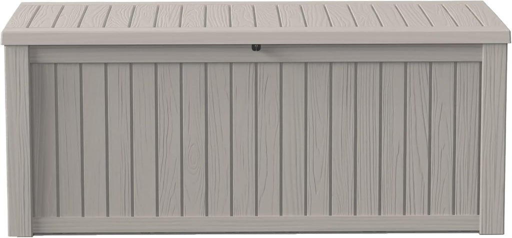 150Gal Outdoor Deck Box Waterproof, Lager Patio Storage Box Indoor and Outdoor Use, Lockable Resin Storage Bin for Patio Furniture Cushions Garden Tools, Package Delivery,UV Resistant-Grey