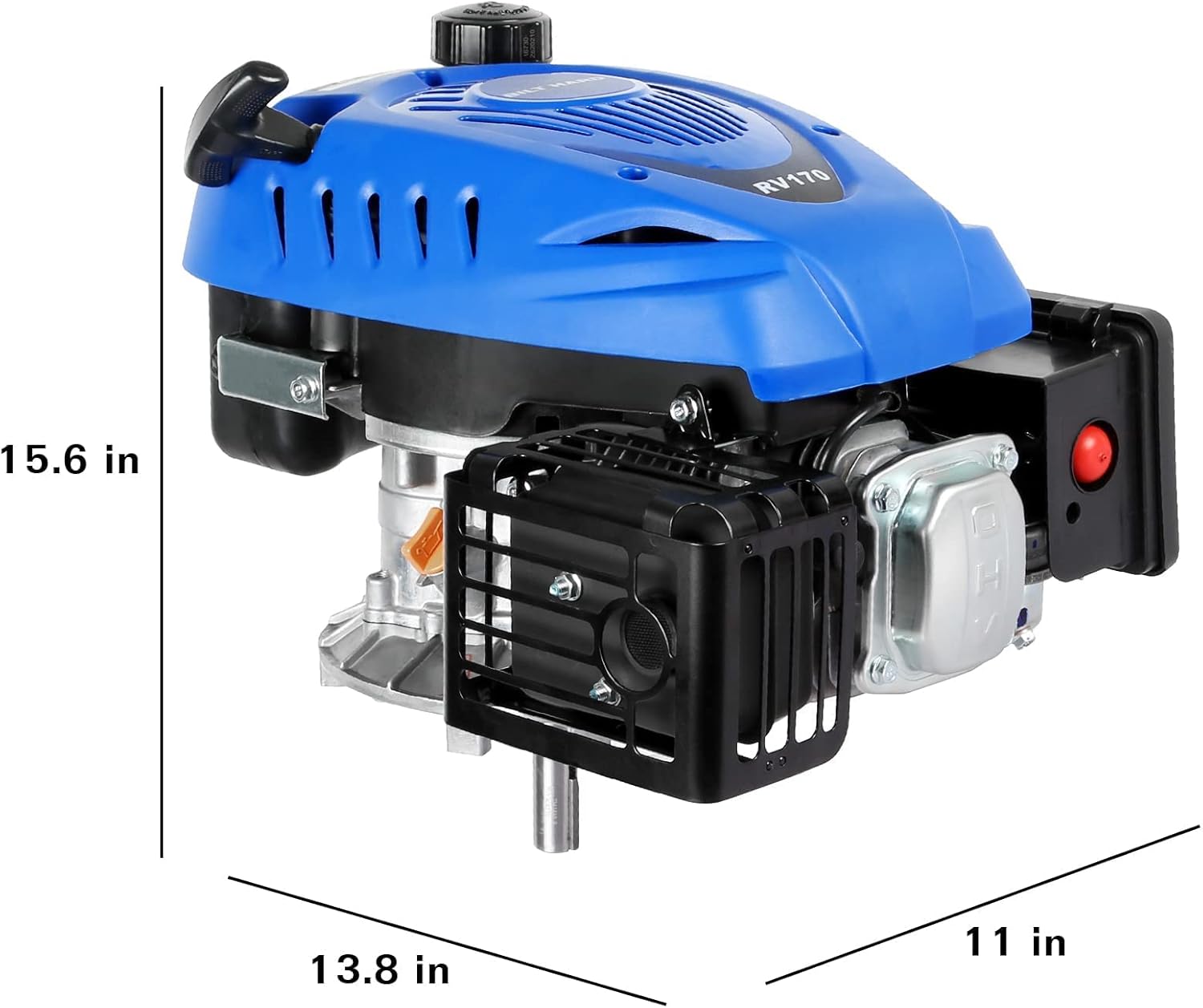 BILT HARD Gas Engine Vertical Shaft, 173cc 4.4 HP 4-Stroke Gas Motor, Replacement Engine for Lawn Mower, EPA & CARB Compliant