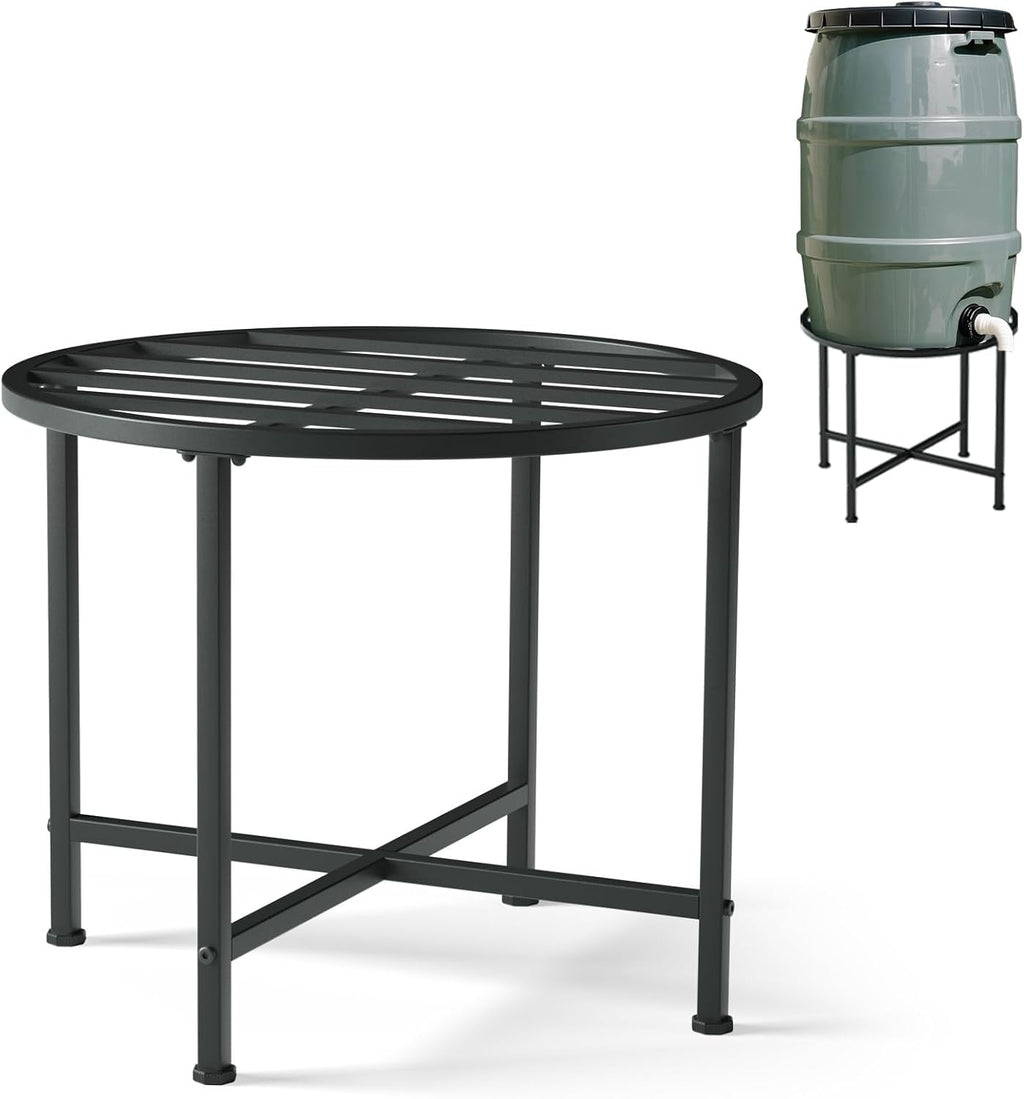 Stainless Steel Rain Barrel Stand - Heavy Duty Water Collection Base for 45/50/55 Gallon Plastic Barrels, Outdoor Weatherproof & Rust-Proof Design with 1200lb Capacity