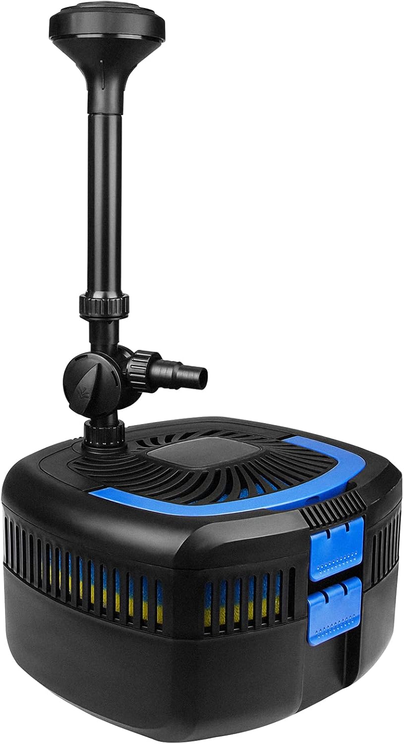 ANBULL 1370GPH Pond Filter Pump, 110V/57W All-in-one Fountain Kit, Variable Frequency Water Pump with 13W UV-C, High Efficiency Filter Water Pump for Outdoor Ponds up to 2113 Gallons