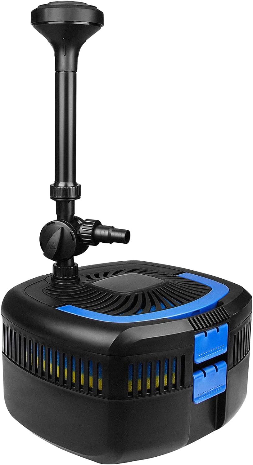 ANBULL Pond Filter Pump 950GPH, 110V/37W All-in-one Fountain Kit, Variable Frequency Water Pump with 13W UV-C, High Efficiency Filter Water Pump for Outdoor Ponds up to 1585 Gallons