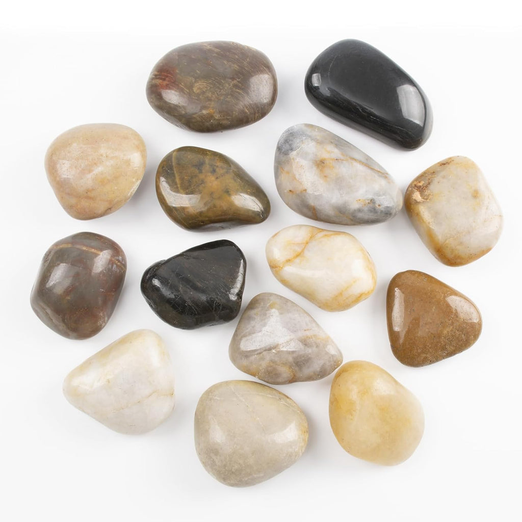 20lbs 2-3 Inch River Rocks, Decorative Mixed Pebbles for Garden Landscaping, Indoor Plants, Fish Tanks, Vases, and Succulents – Ideal for Home Decoration and Outdoor Gardens (Mixed, Weight: 20 LB)