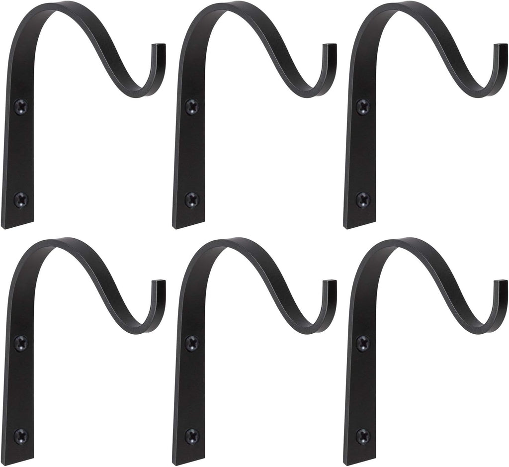 Mkono 6 Pack Iron Wall Hooks for Hanging Plant Lanterns, Plant Hanger Fence Metal Bracket for Bird Feeders, Wind Chimes, Mason Jar Sconces, Light Outdoor Indoor Rustic Home Decor, 3 Inch