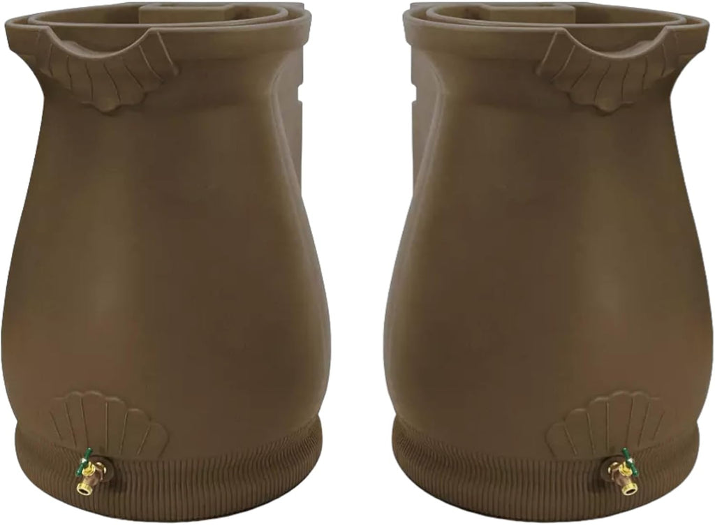 65-Gallon Urn Rain Wizard Decorative Barrel (Oak, 2 Pack)