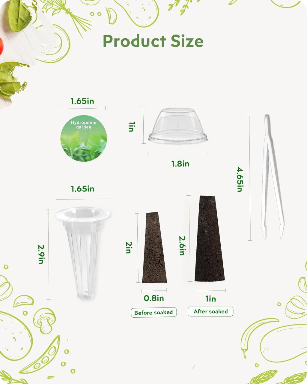 140Pcs Hydroponic Pods Supplies: Compatible with AeroGarden Grow Anything Herb Kits - Includes Grow Sponges Grow Baskets Grow Domes Labels - Hydroponics Supplies for Most Brand