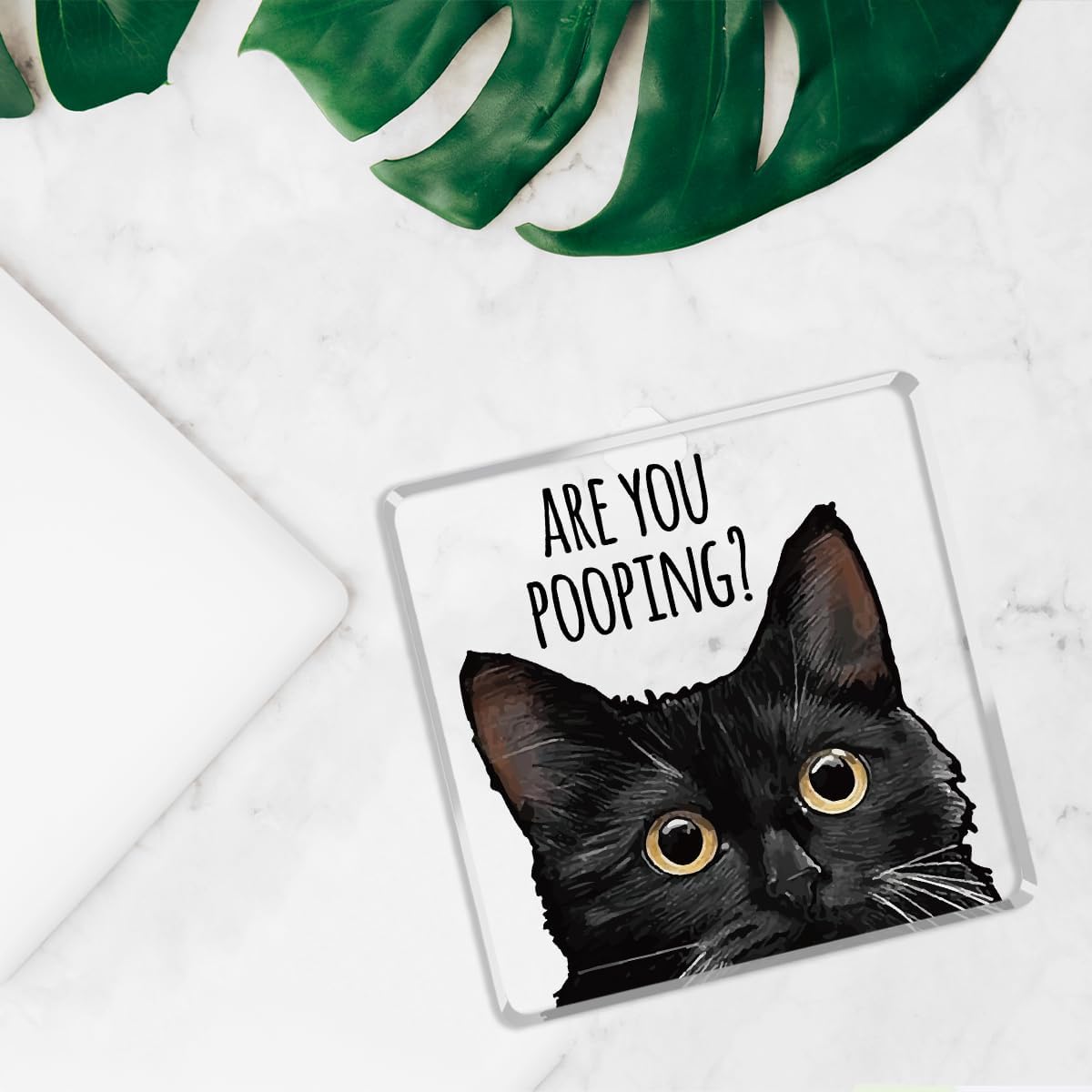 Are You Pooping Funny Sign，Black Cat Decor, Cat Bathroom Acrylic Decor，Home Decor Bathroom Creative Gift Cat Gifts for Women Cat Lovers，Funny Decorate Retro for Home Toilet