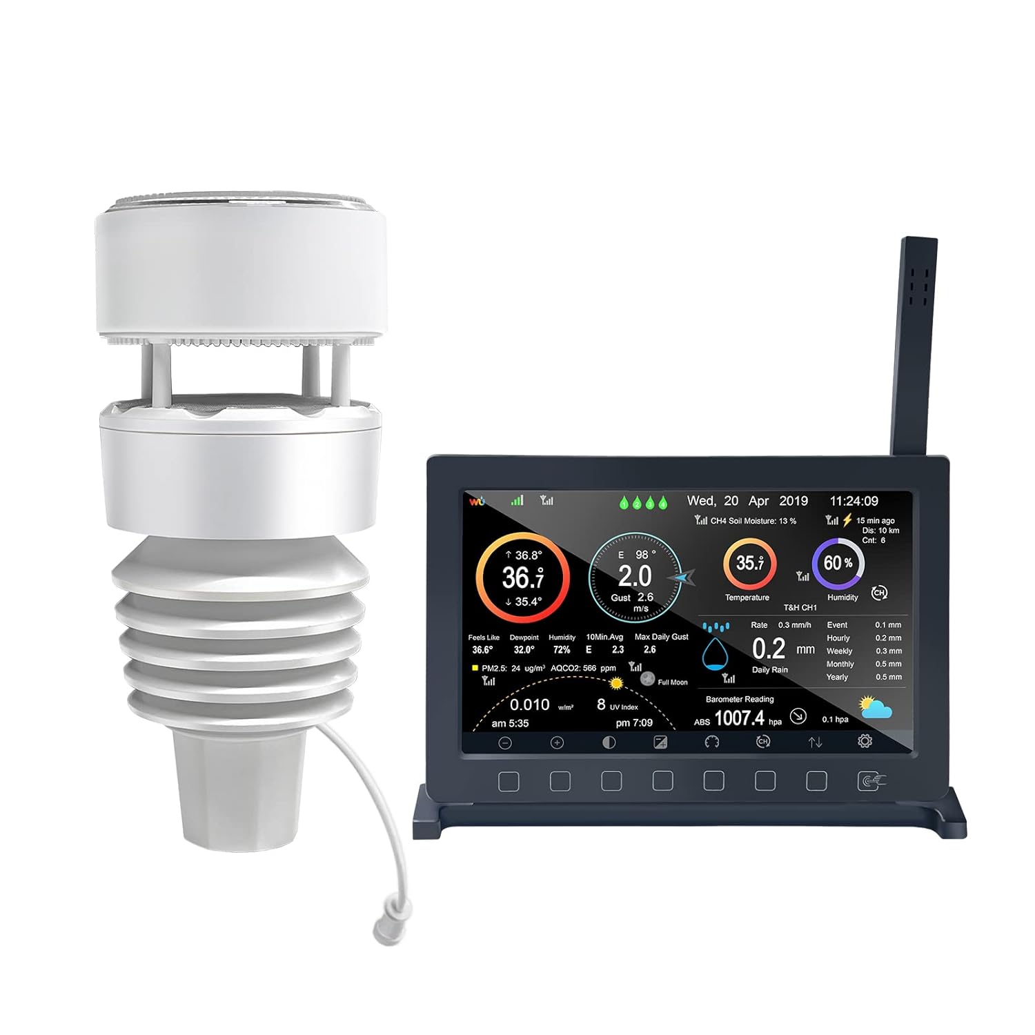 ECOWITT Wittboy Pro Weather Station HP2564, with 7 Inch HP2560 TFT Display Console and WS90 Outdoor Weather Sensor, Supports WU/WeatherCloud/Wow/Ecowitt Servers,915 MHz