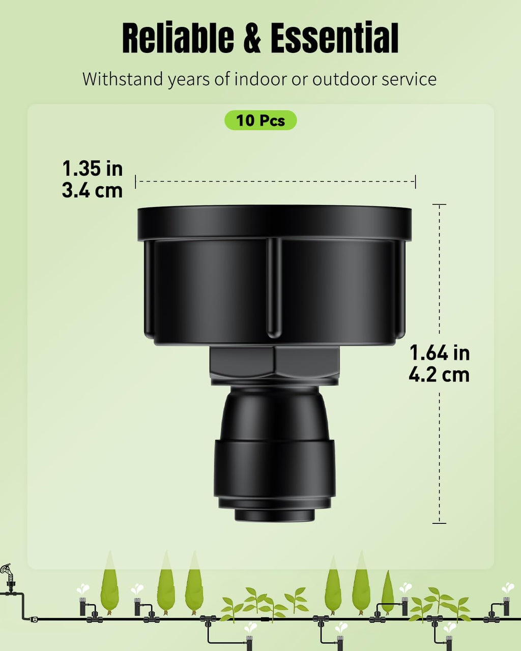 Pawfly 10 Pcs 3/4" to 1/4" Drip Irrigation Faucet Adapters, Quick Connect 3/4" FHT Faucet to 1/4" Tubing Connectors, Push-to-Fit Garden Hose Adapters, Anti-Leak Drip Irrigation Hose Connectors