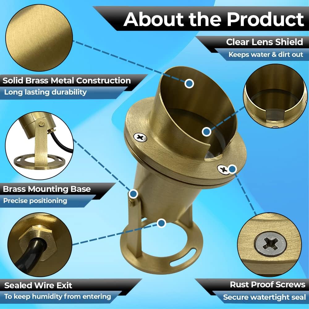 Waterproof Underwater Light 175 Solid Brass 7WMR16 LED Bulb Pond Submersible Waterfall Pool Fountain Light for Beautiful Bright Long Lasting Home Garden Patio Pool