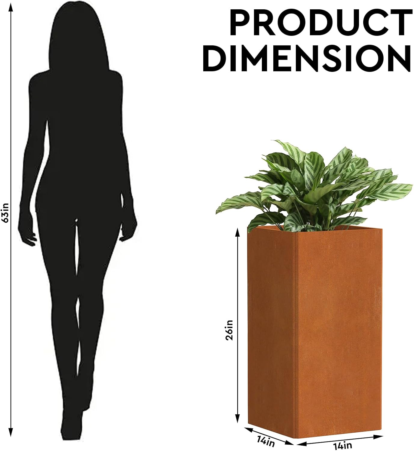 26 Inch Flower Pots - Tall Planter for Indoor or Outdoor Patio/Porch, All-Weather with Removable Insert Shelf | Modern Design for Plants, Flowers, Garden
