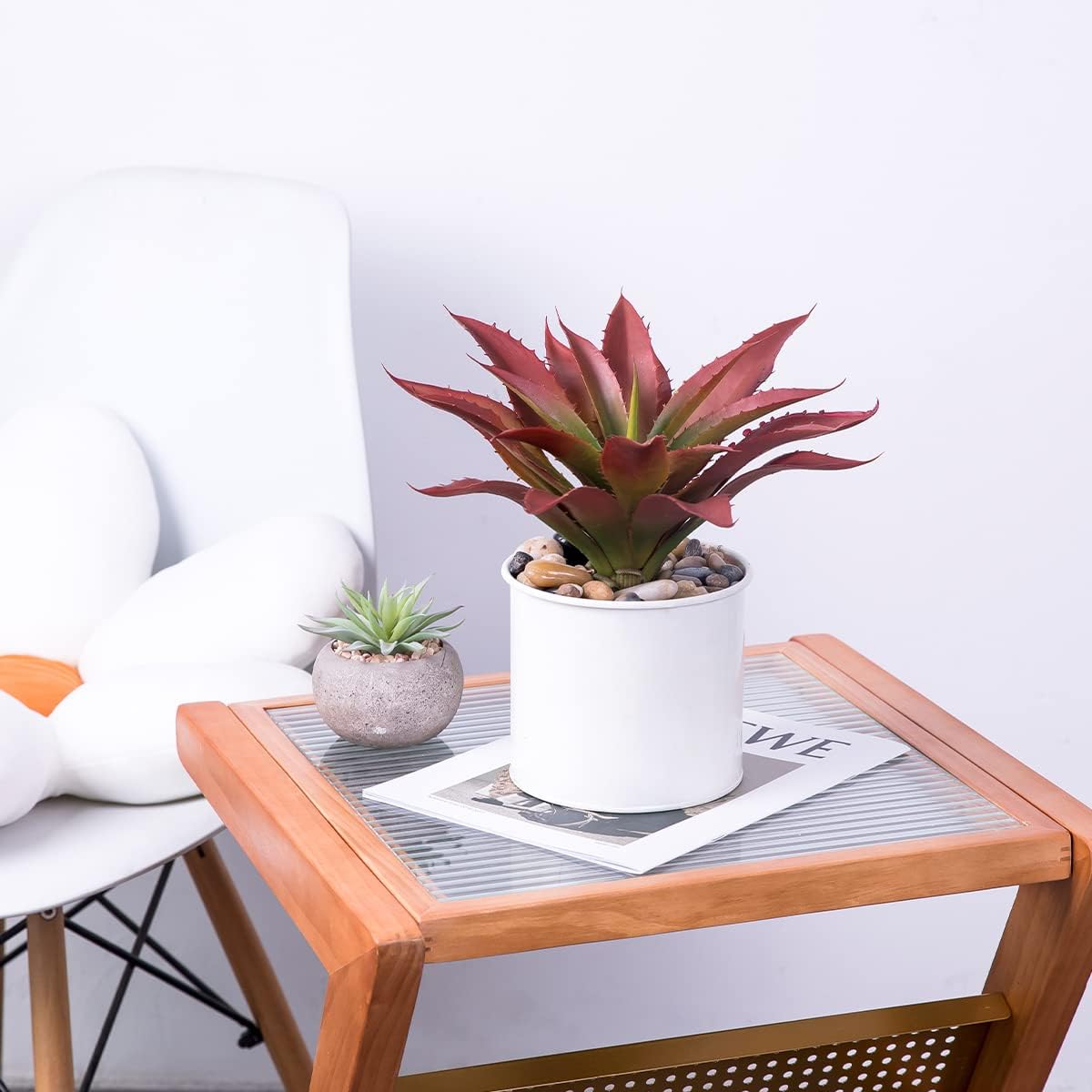 Veryhome Succulents Plants Artificial Aloe Plant, 12.5Inch Large Faux Succulents Unpotted, Premium Crafting DIY Greenery Decor for Indoor & Outdoor(4Pcs-Red)